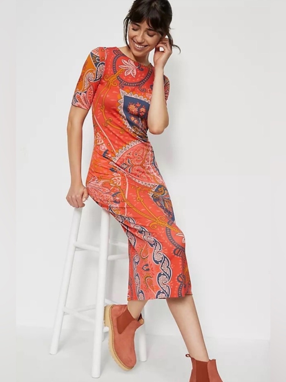 Farm Rio for Anthropologie Giannina Knit Midi Dress / XS - Picture 2 of 9
